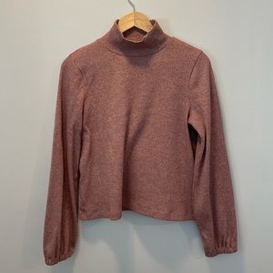 Madewell pink ribbed mock neck sweater